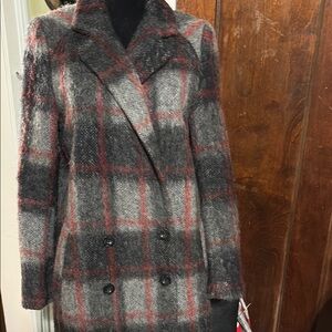Plaid Double-Breasted Women's Coat